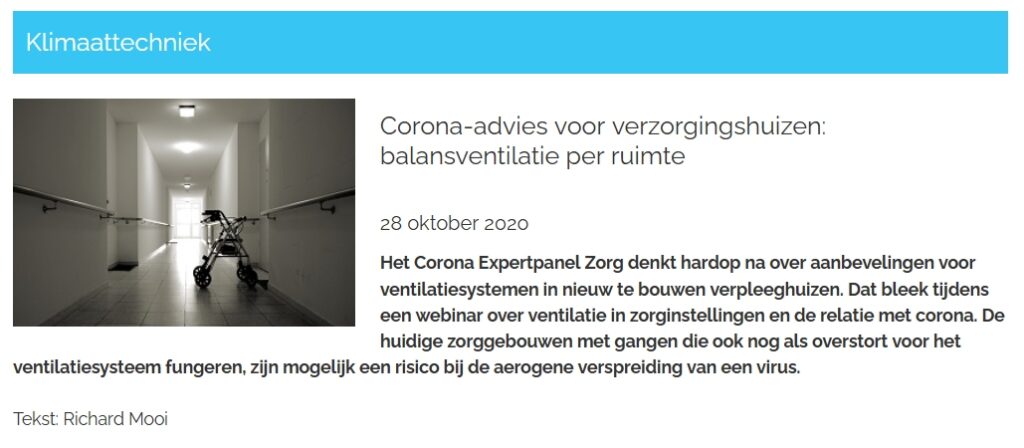 Advies voor verzorgingshuizen – ventilatie per ruimte - 34824