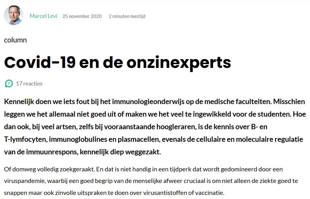 Dr. Marcel Levi over Covid-19 en de onzinexperts - 33973