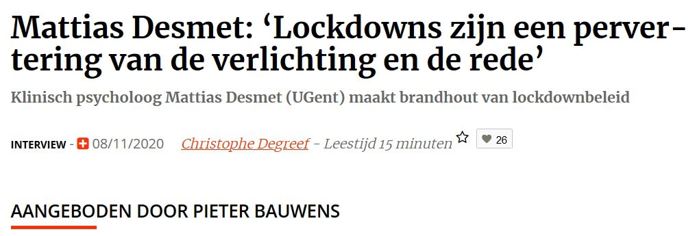 Interview met Prof. Mattias Desmet over Lockdowns - 34527