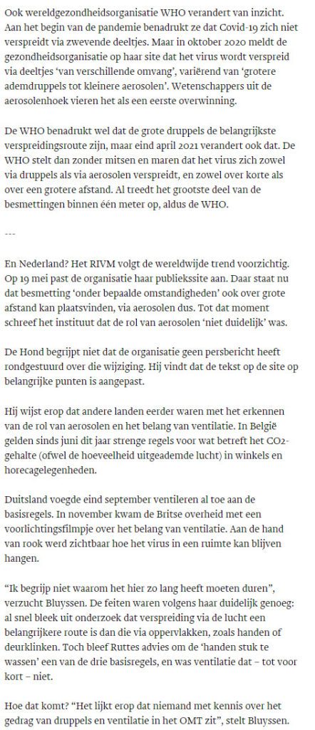 Trouw: de bizarre geschiedenis van aerosolen en ventilatie in Nederland