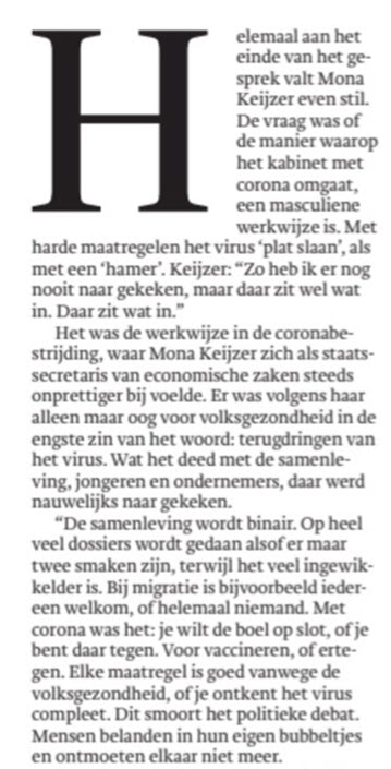 Bijzonder interview met Mona Keijzer in Trouw - 33506