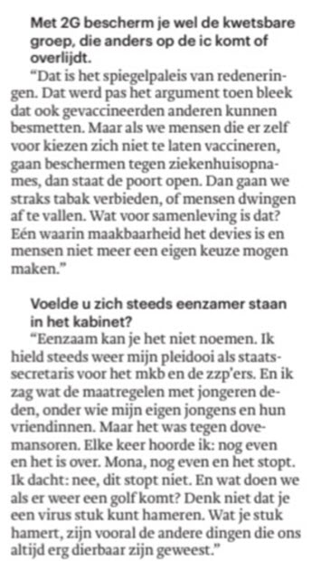 Bijzonder interview met Mona Keijzer in Trouw - 33499