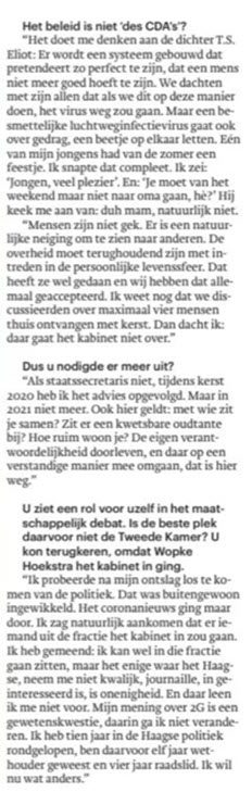 Bijzonder interview met Mona Keijzer in Trouw - 33498