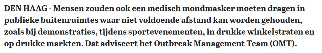 Nu adviseert het OMT mondkapjes buiten?! - 31861