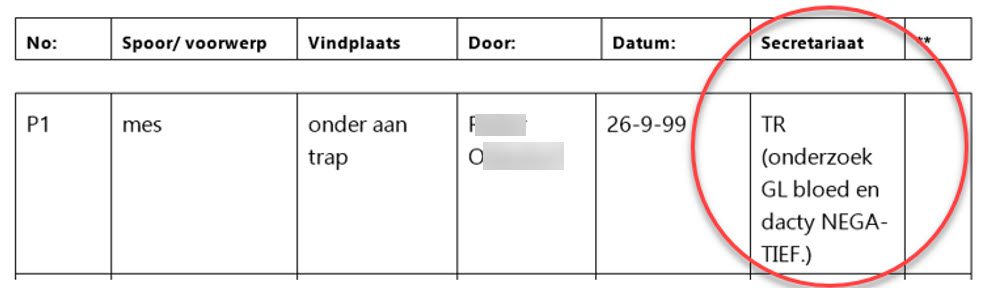 2. De verdwenen/verwijderde vingerafdrukken op het mes - 44476